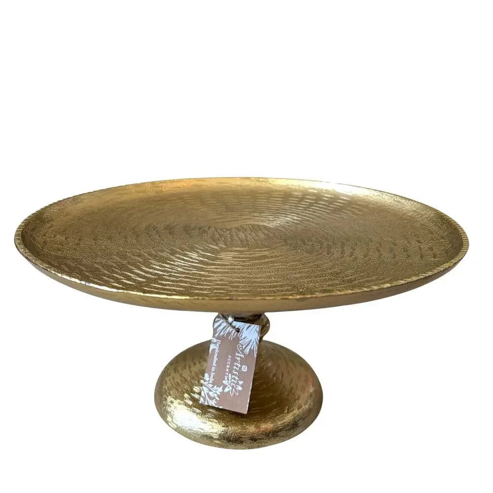 Artistic Accents Gold Metal Cake Stand 12x6 Handcrafted in India New